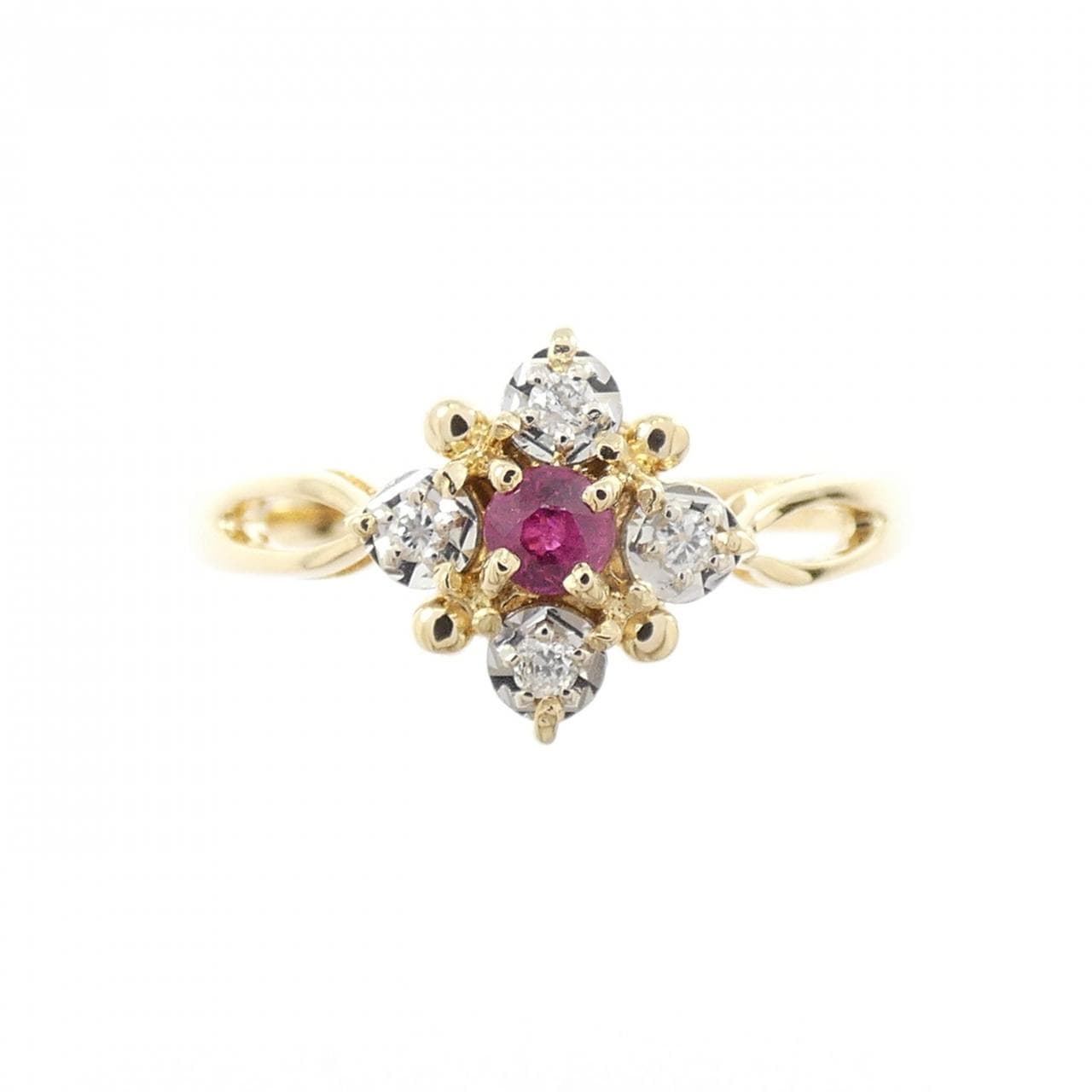 K18YG/K18WG ルビー リング 0.10CT