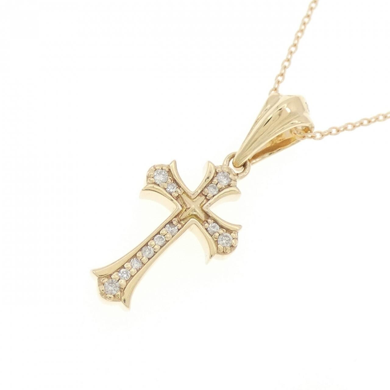 10KYG/K10YG Cross Diamond Necklace