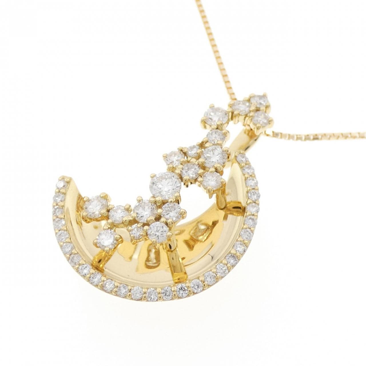 K18YG ムーン ダイヤモンド ネックレス 1.00CT
