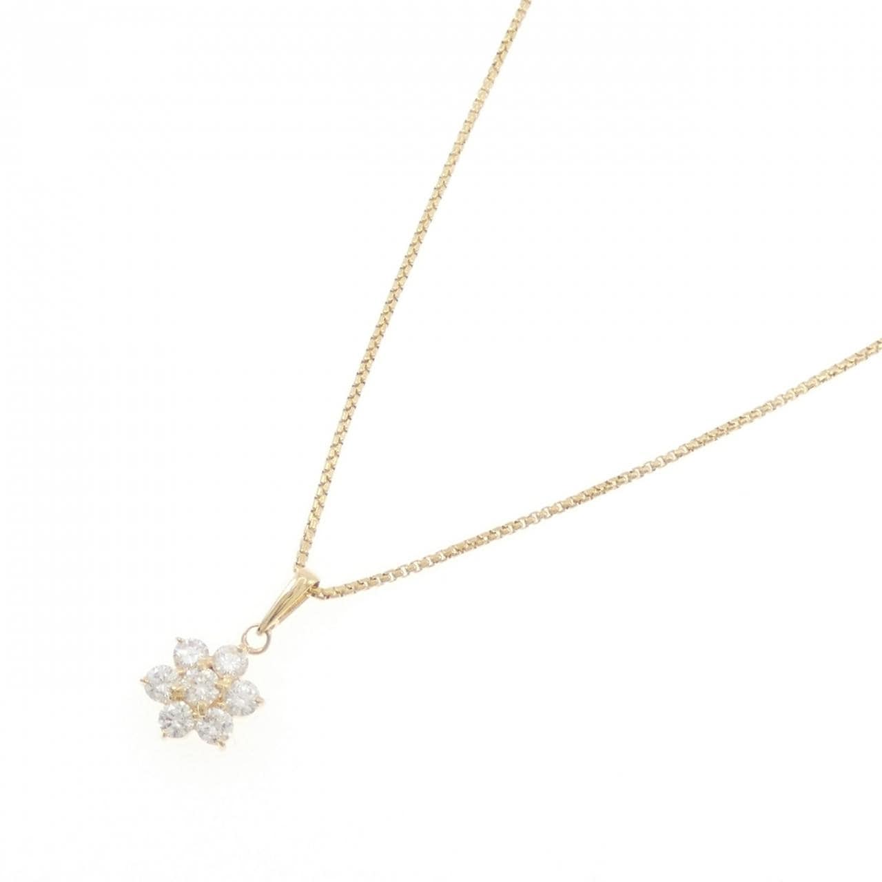 K18YG フラワー ダイヤモンド ネックレス 0.53CT