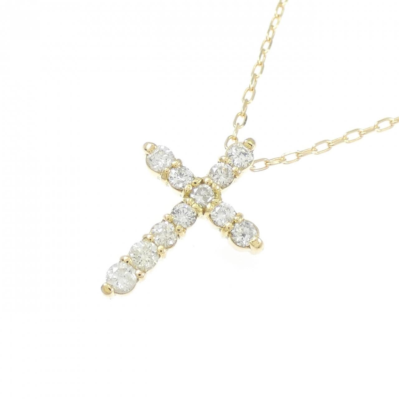 K18YG クロス ダイヤモンド ネックレス 0.30CT