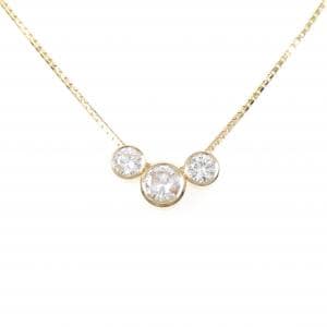 K18YG スリーストーン ダイヤモンド ネックレス 0.51CT