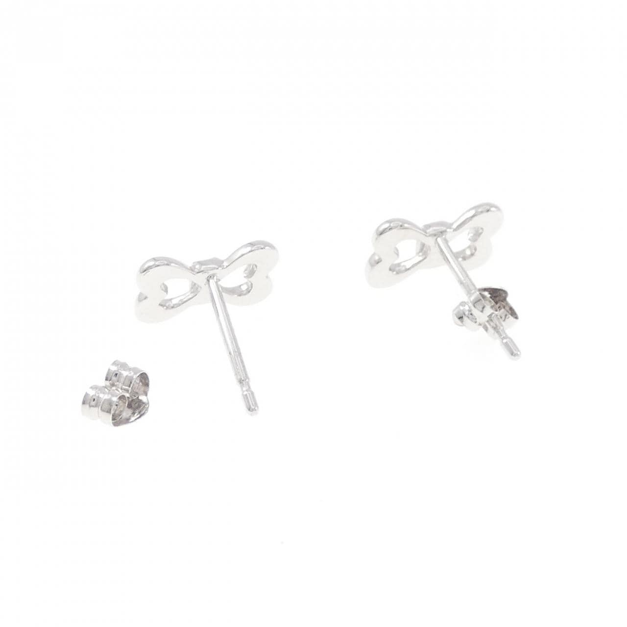 K18WG リボン ダイヤモンド ピアス 0.02CT