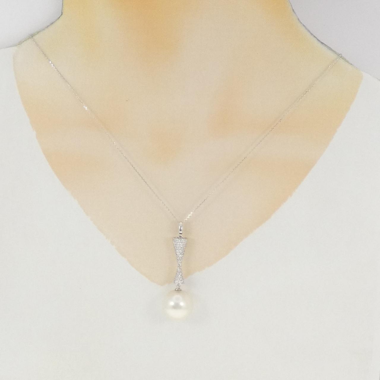 K18WG 白蝶パール ネックレス 14.8mm