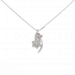 K18WG フラワー ダイヤモンド ネックレス 0.50CT