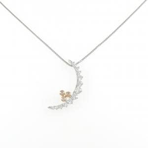 PT900/K18PG/PT850 ムーン ピンクダイヤモンド ネックレス 0.05CT