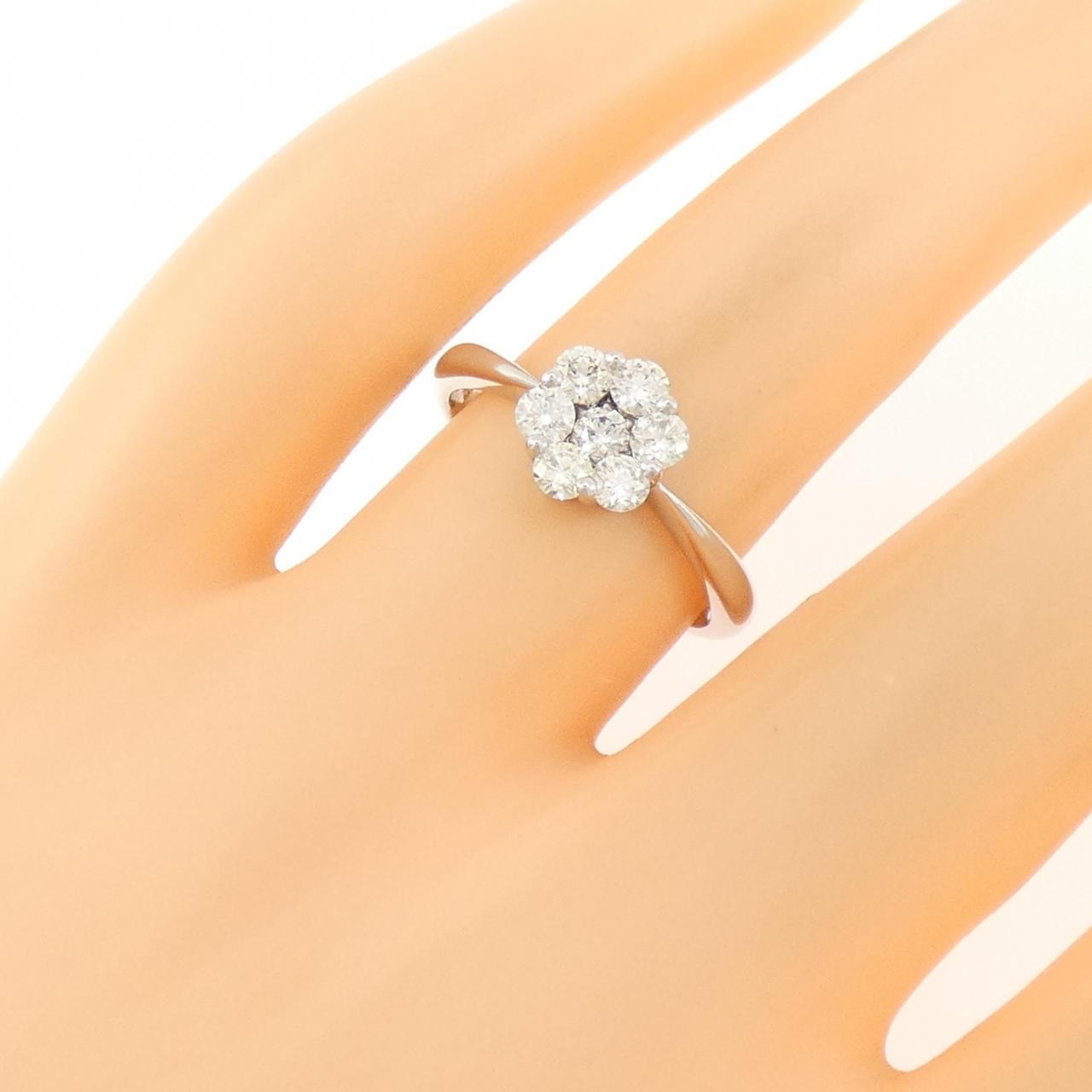 K18WG フラワー ダイヤモンド リング 0.50CT