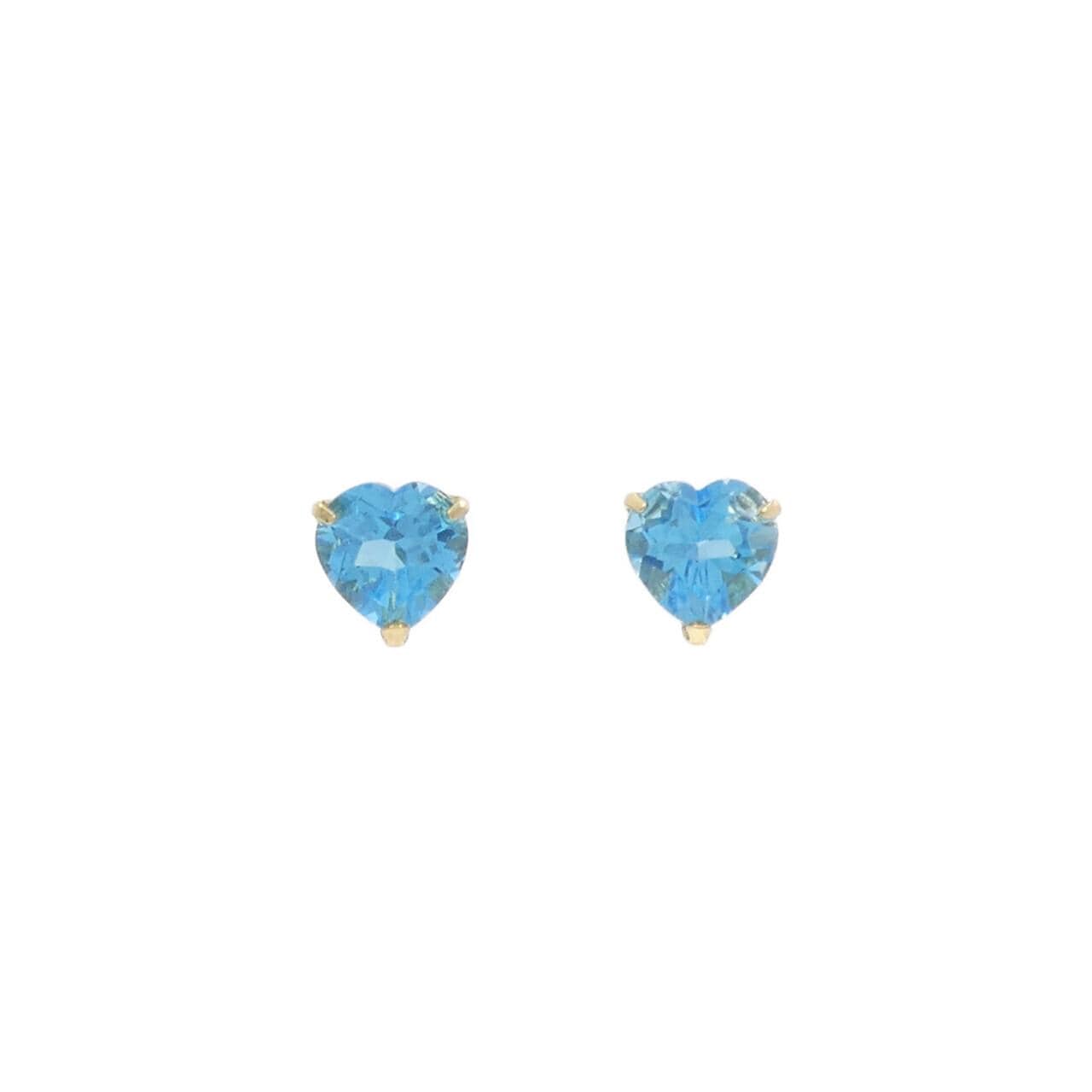 K18YG ハート ブルートパーズ ピアス 2.80CT