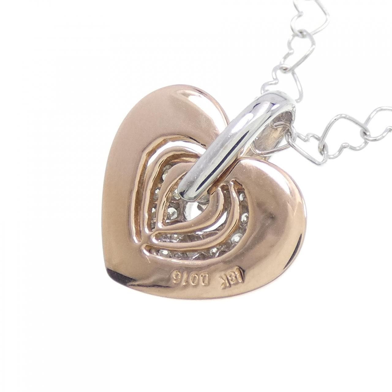 18KPG/K18WG Heart Diamond Necklace 0.16CT