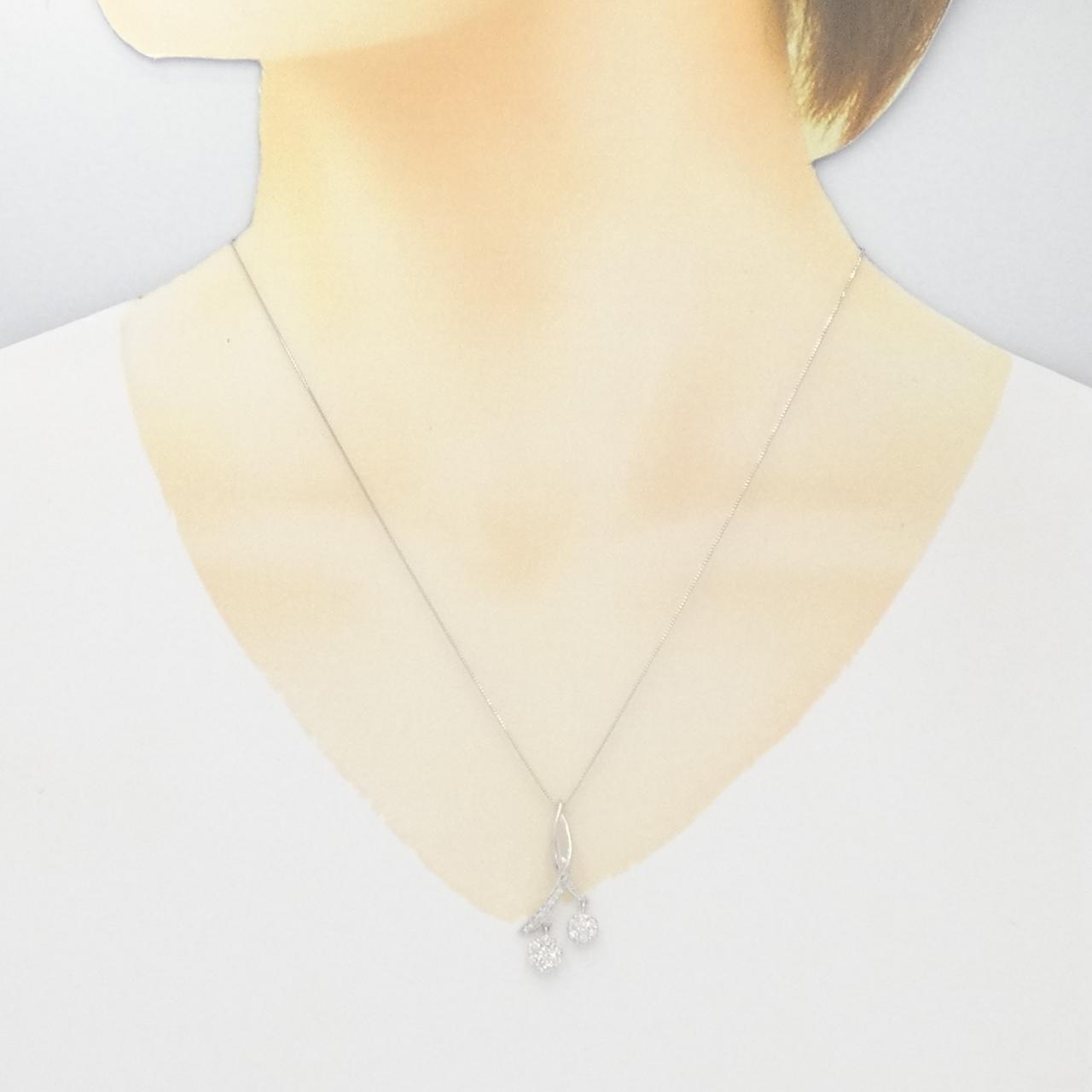 K18WG フラワー ダイヤモンド ネックレス 0.53CT