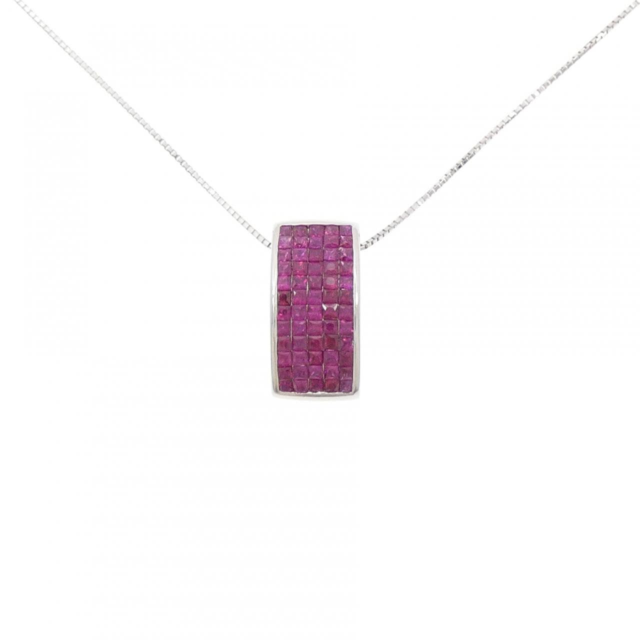 K18WG ルビー ネックレス 1.45CT