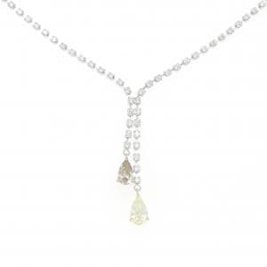 PT850/K18YG/K18PG ダイヤモンド ネックレス 0.564CT L SI1 / 0.520CT LB SI2 ペアシェイプ