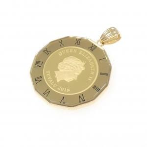 K18YG frame coin pendant