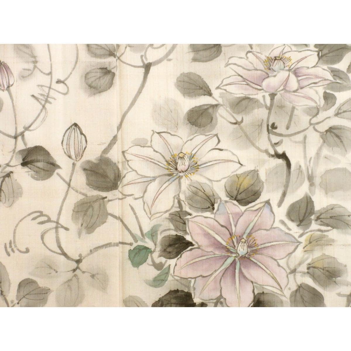 単衣　紬織訪問着　友禅加工