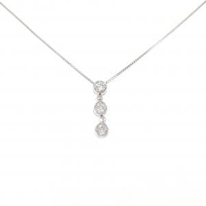 K18WG スリーストーン ダイヤモンド ネックレス 0.15CT