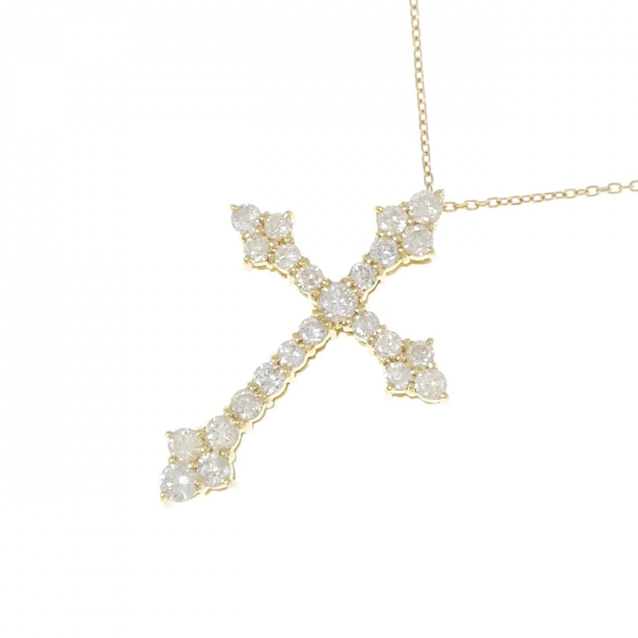 K18YG クロス ダイヤモンド ネックレス 1.11CT