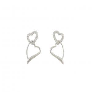 K18WG ハート ダイヤモンド ピアス 0.20CT