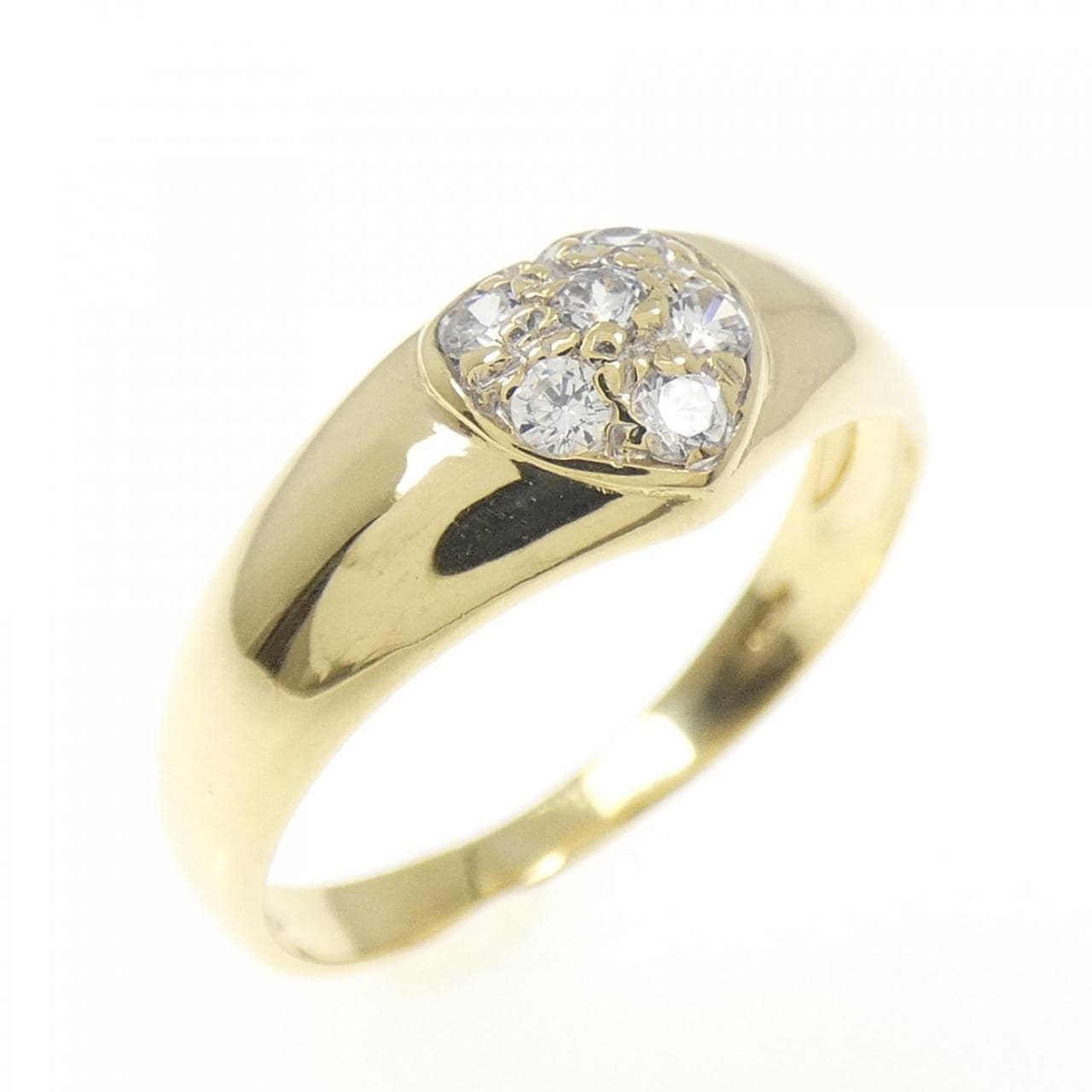 750YG ハート キュービック リング