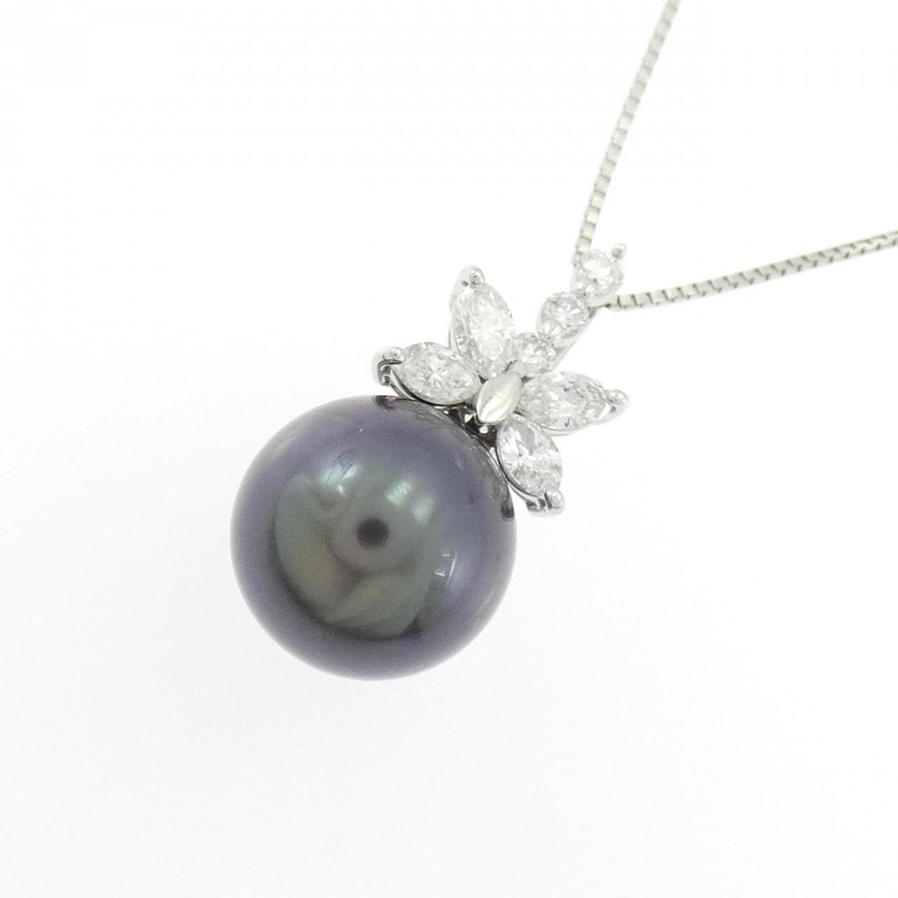PT900/PT850 黒蝶パール ネックレス 11.4mm