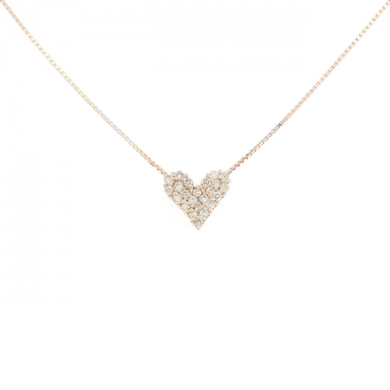 K10PG ハート ダイヤモンド ネックレス 0.15CT