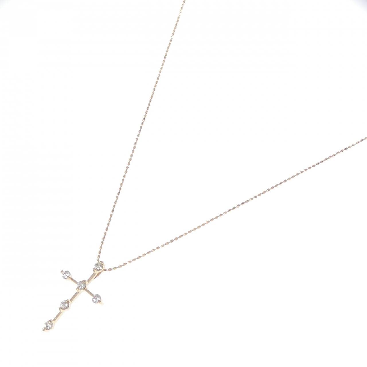 K18PG クロス ダイヤモンド ネックレス 0.30CT