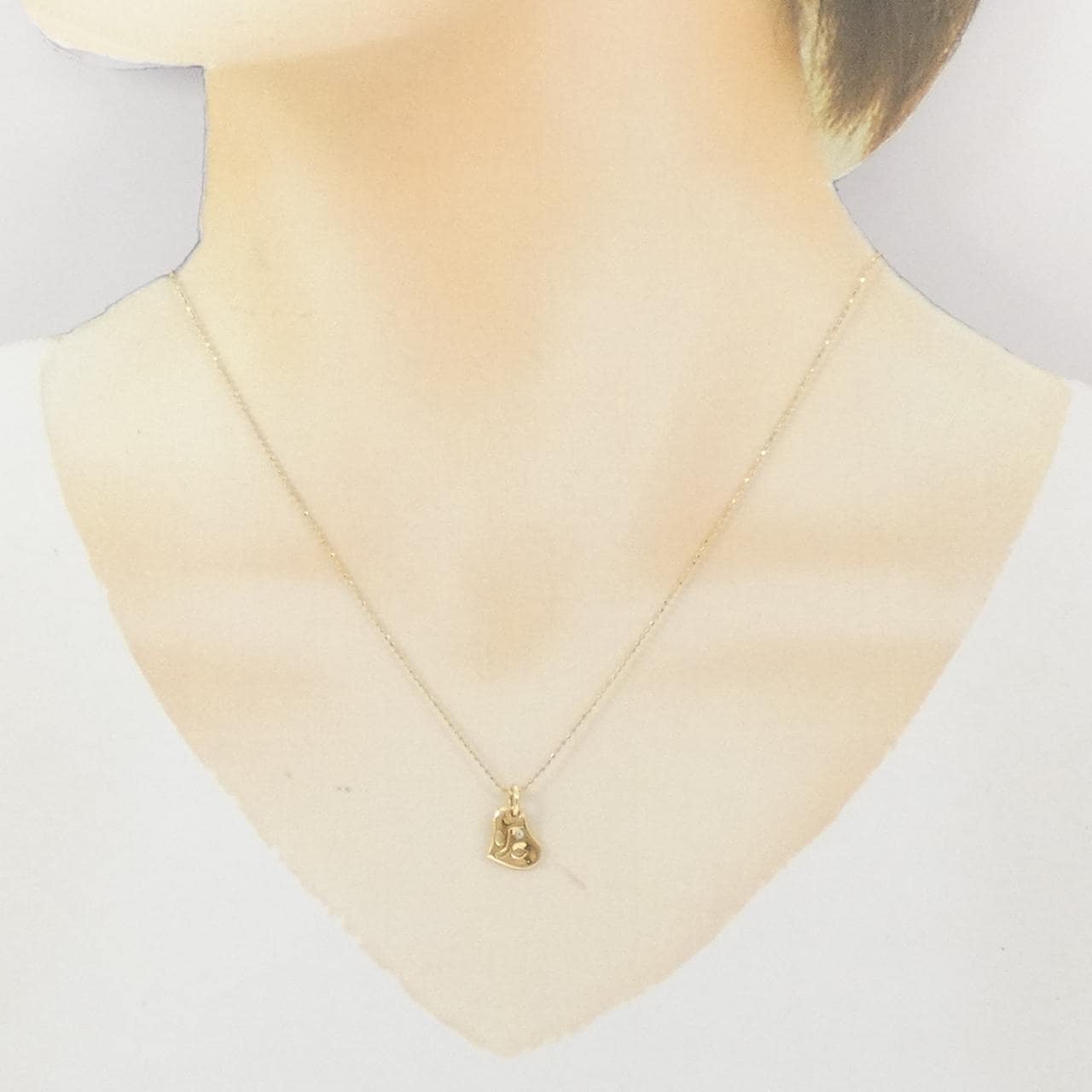K18YG ハート ダイヤモンド ネックレス 0.01CT