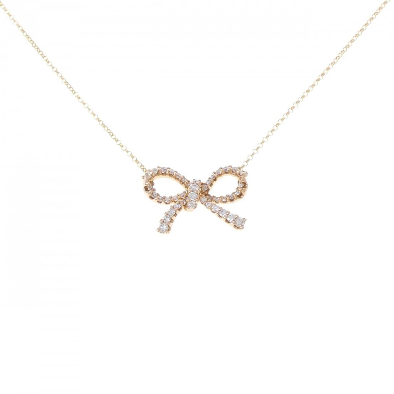 K18PG/K18YG リボン ダイヤモンド ネックレス 0.55CT