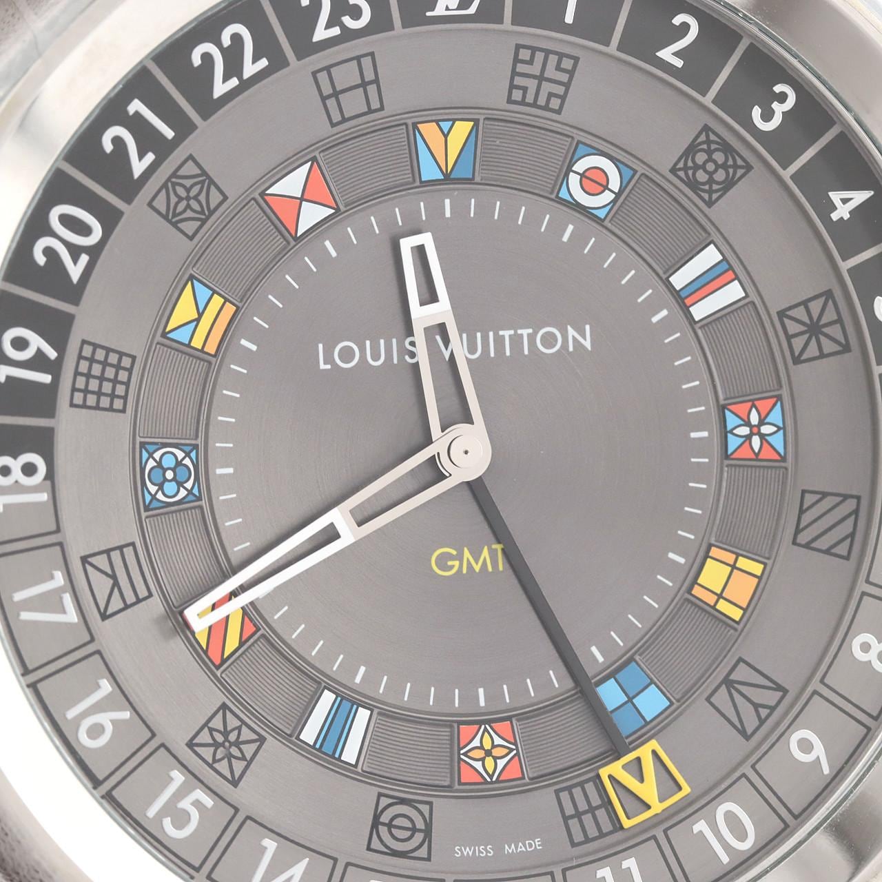 LOUIS VUITTON Tambour 双时间表时钟箱 Q1Q030 SS石英