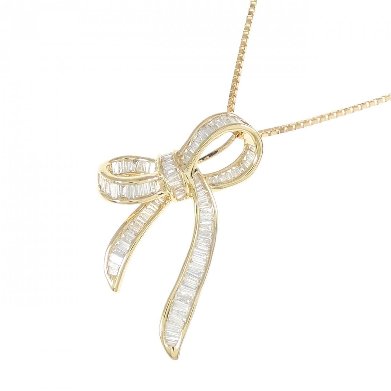 K18YG Ribbon Diamond Necklace 0.35CT