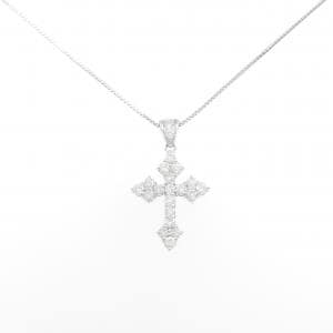 K18WG クロス ダイヤモンド ネックレス 1.00CT