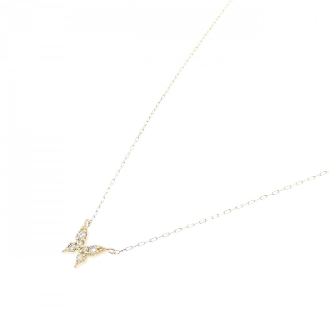 【新品】K18YG バタフライ ダイヤモンド ネックレス 0.05CT
