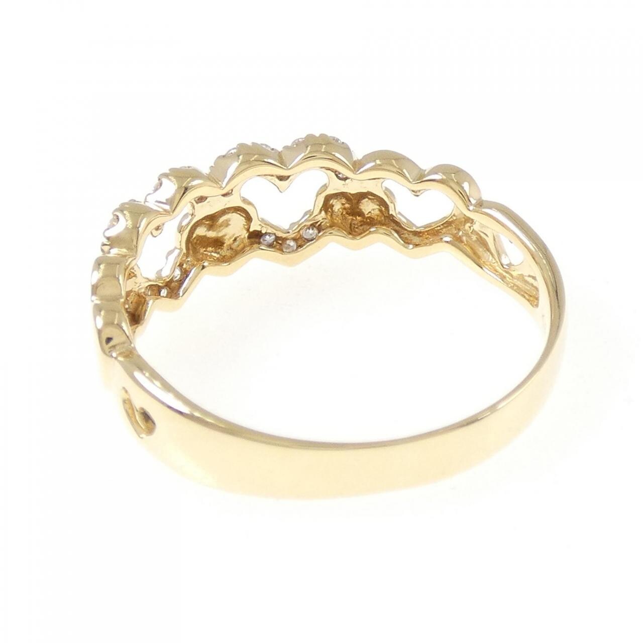 K18YG ハート ダイヤモンド リング
