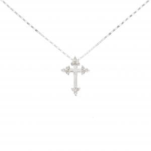 K18WG クロス ダイヤモンド ネックレス 0.08CT
