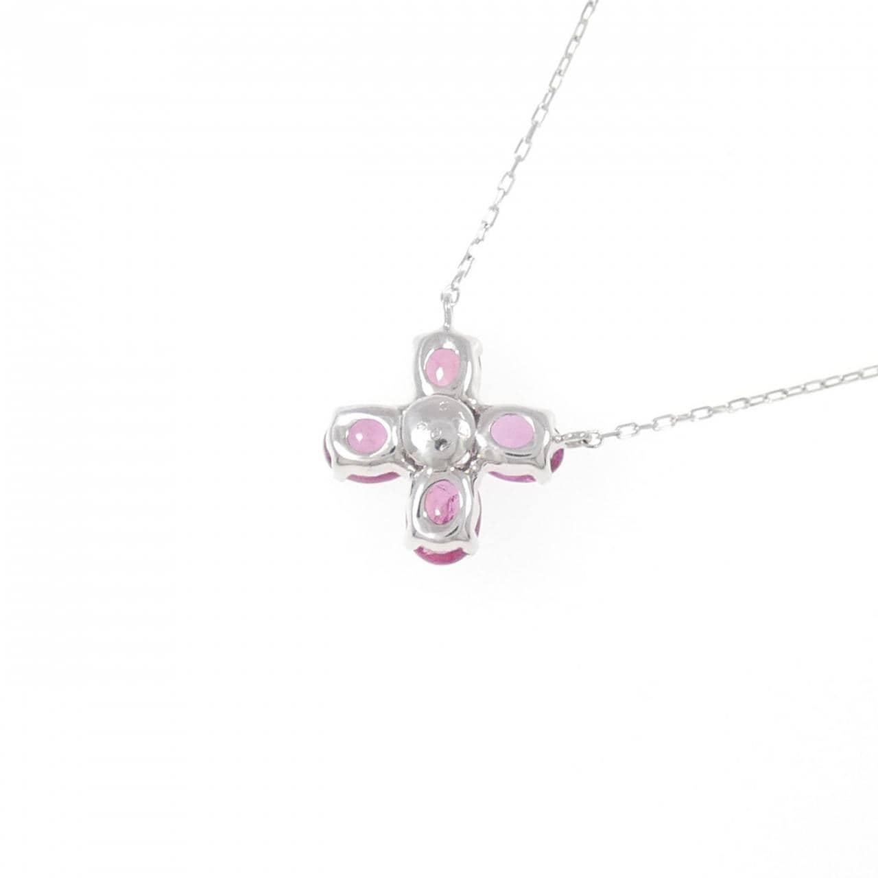 K18WG Flower Ruby Necklace 0.77CT