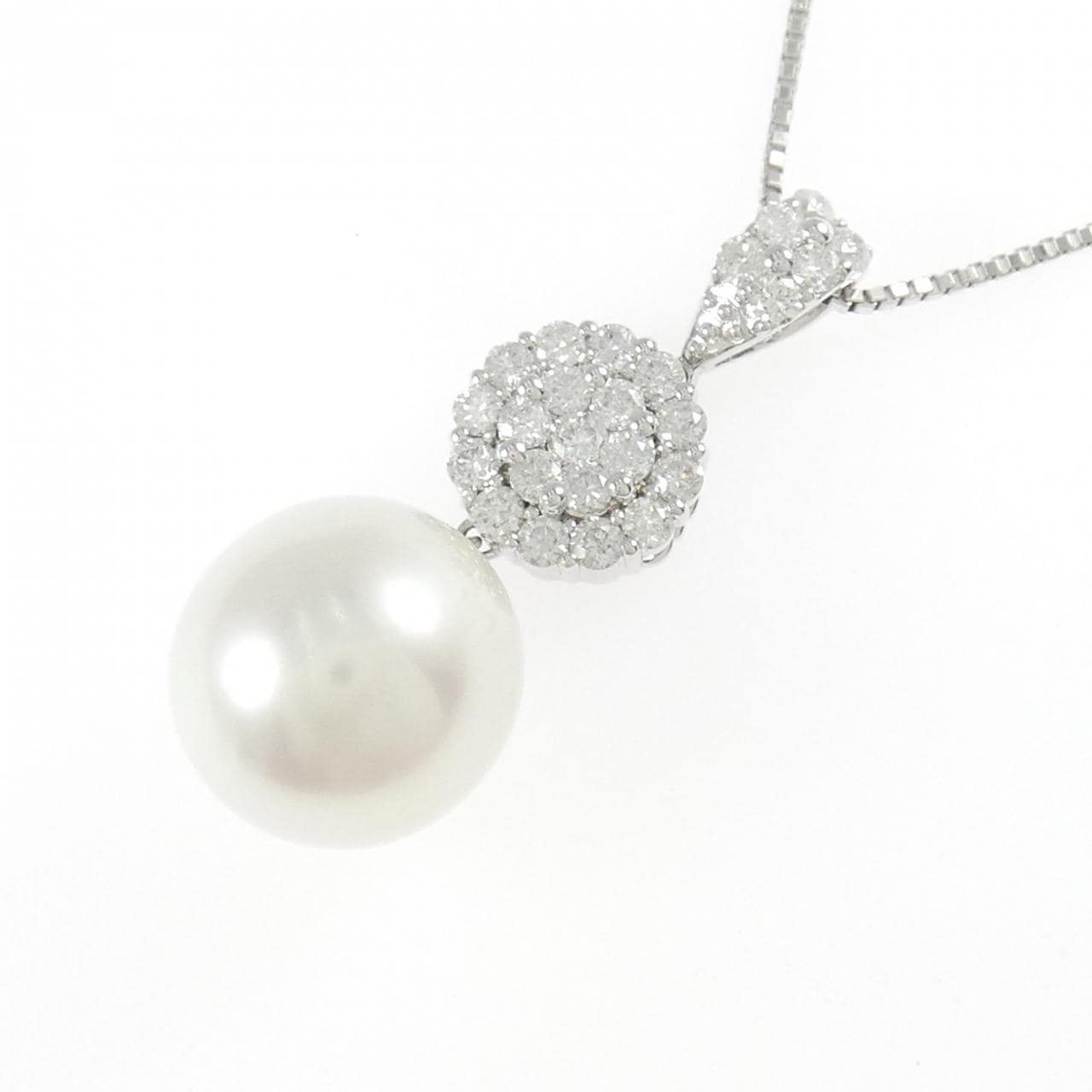 K18WG 白蝶パール ネックレス 13.5mm