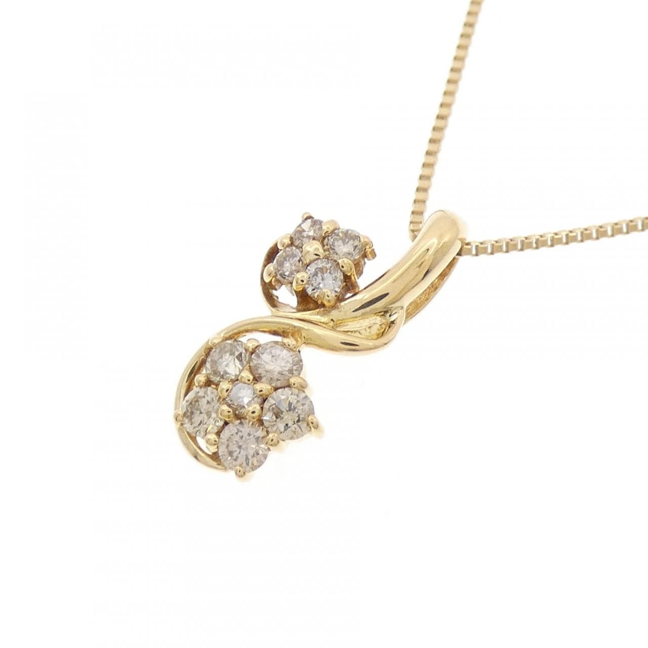 K18YG フラワー ダイヤモンド ネックレス 0.30CT
