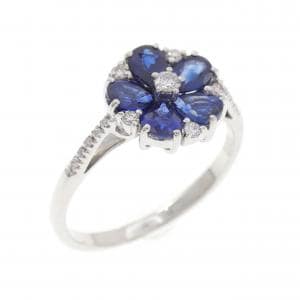 K18WG フラワー サファイヤ リング 1.10CT