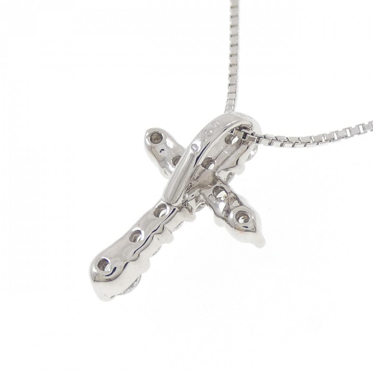 K18WG クロス ダイヤモンド ネックレス 0.50CT