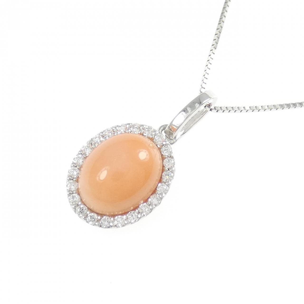 K18WG サンゴ ネックレス