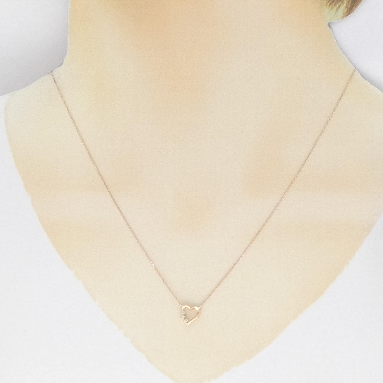 K10PG ハート ダイヤモンド ネックレス 0.03CT