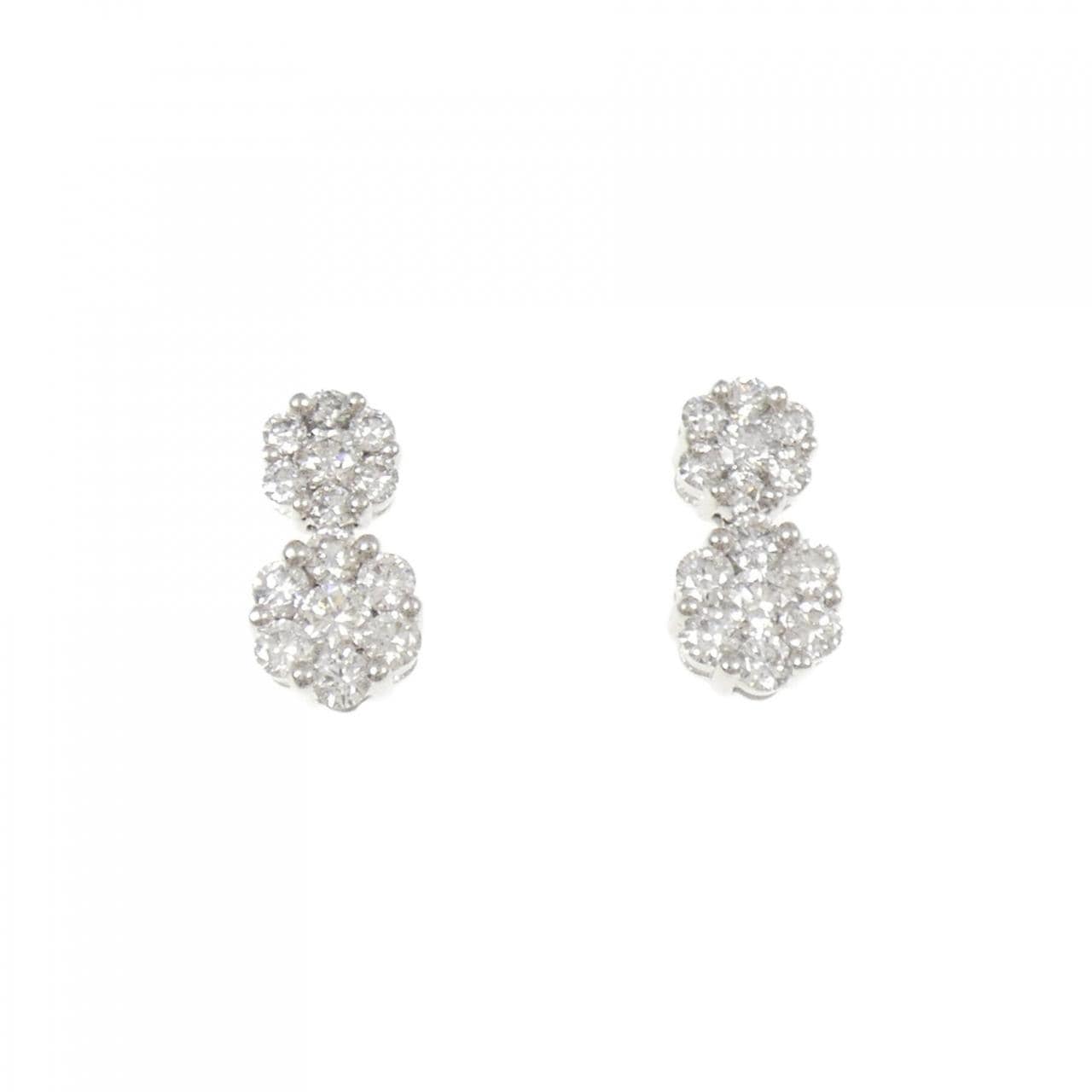 K18WG flower Diamond earrings