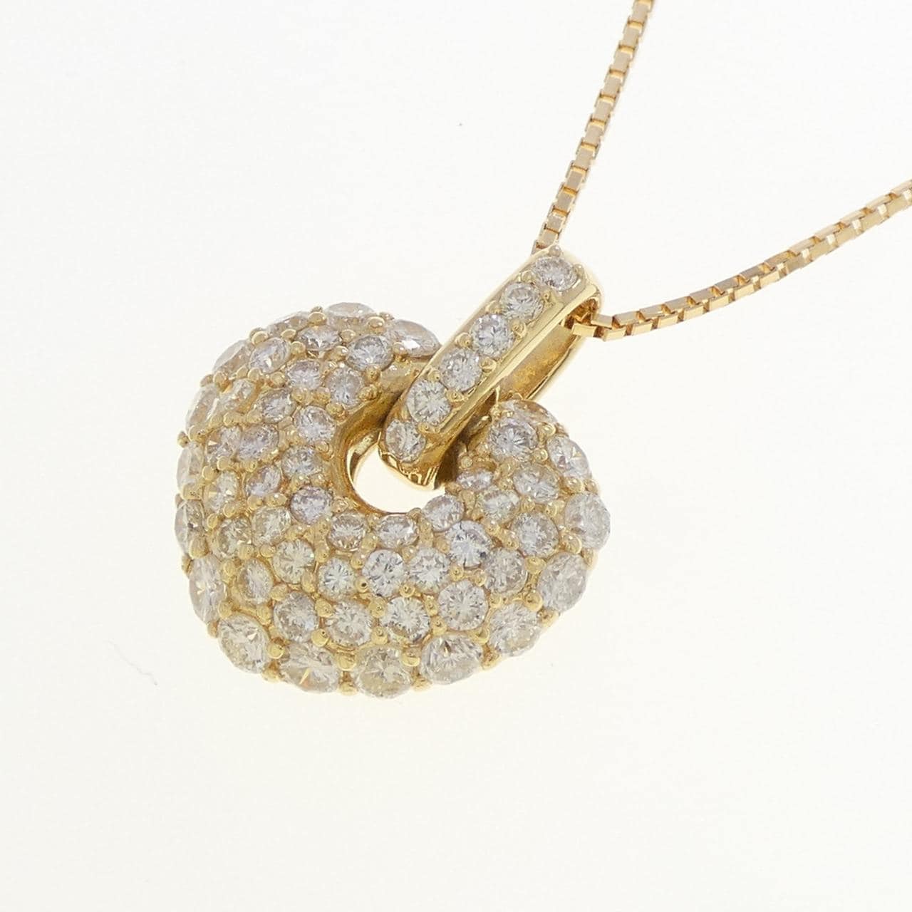 K18YG パヴェ ダイヤモンド ネックレス 2.08CT
