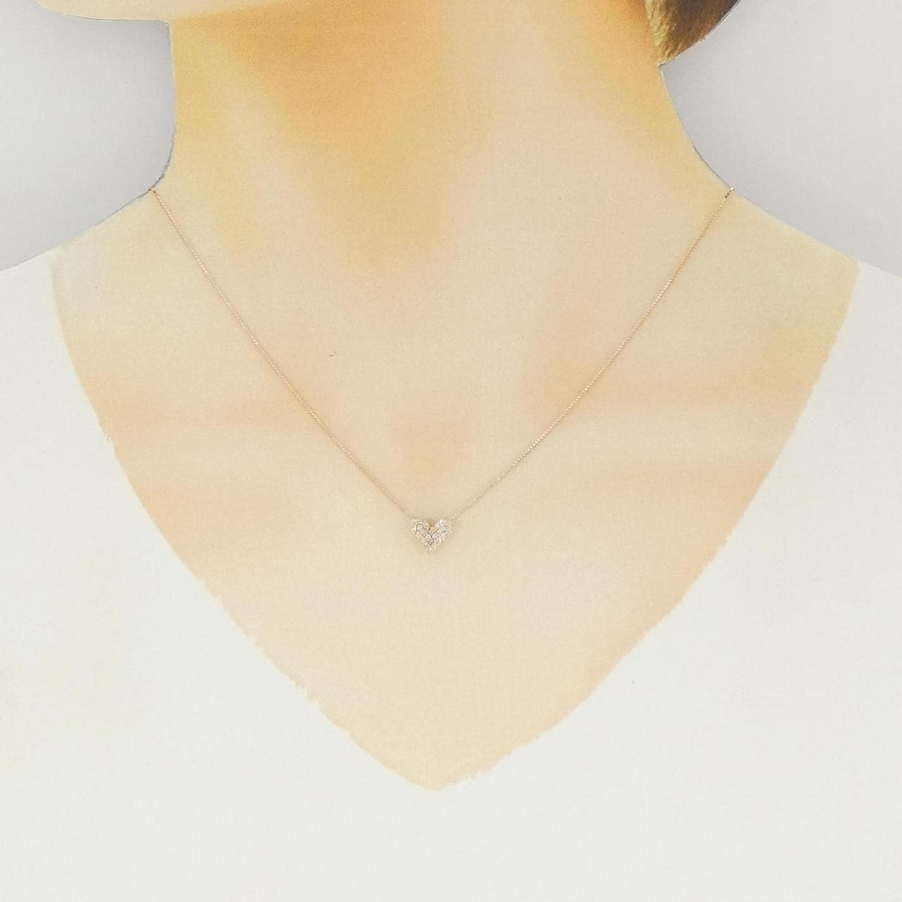 K10PG ハート ダイヤモンド ネックレス 0.15CT
