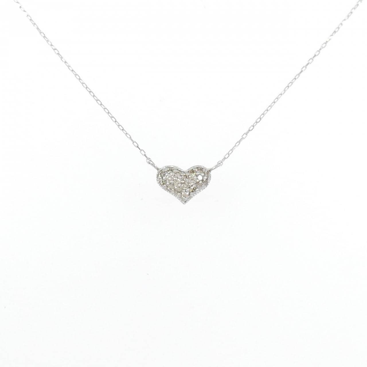 K18WG ハート ダイヤモンド ネックレス 0.10CT