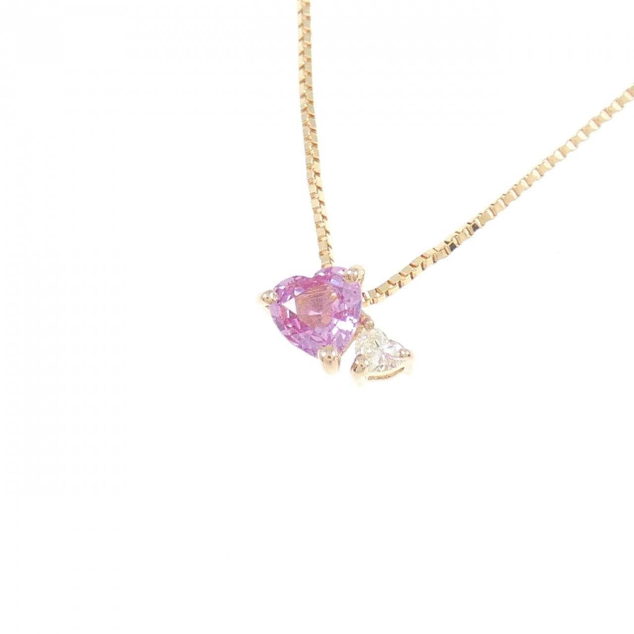 K18PG ハート サファイヤ ネックレス 0.43CT