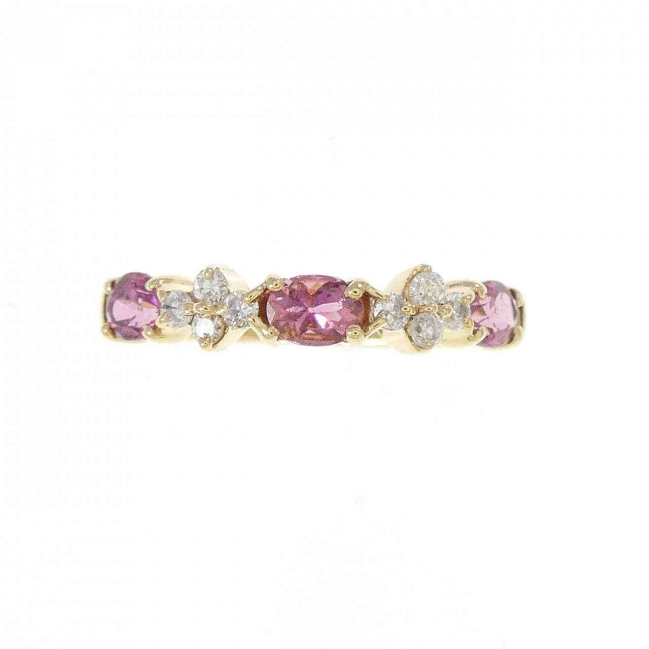 K18YG flower Tourmaline ring
