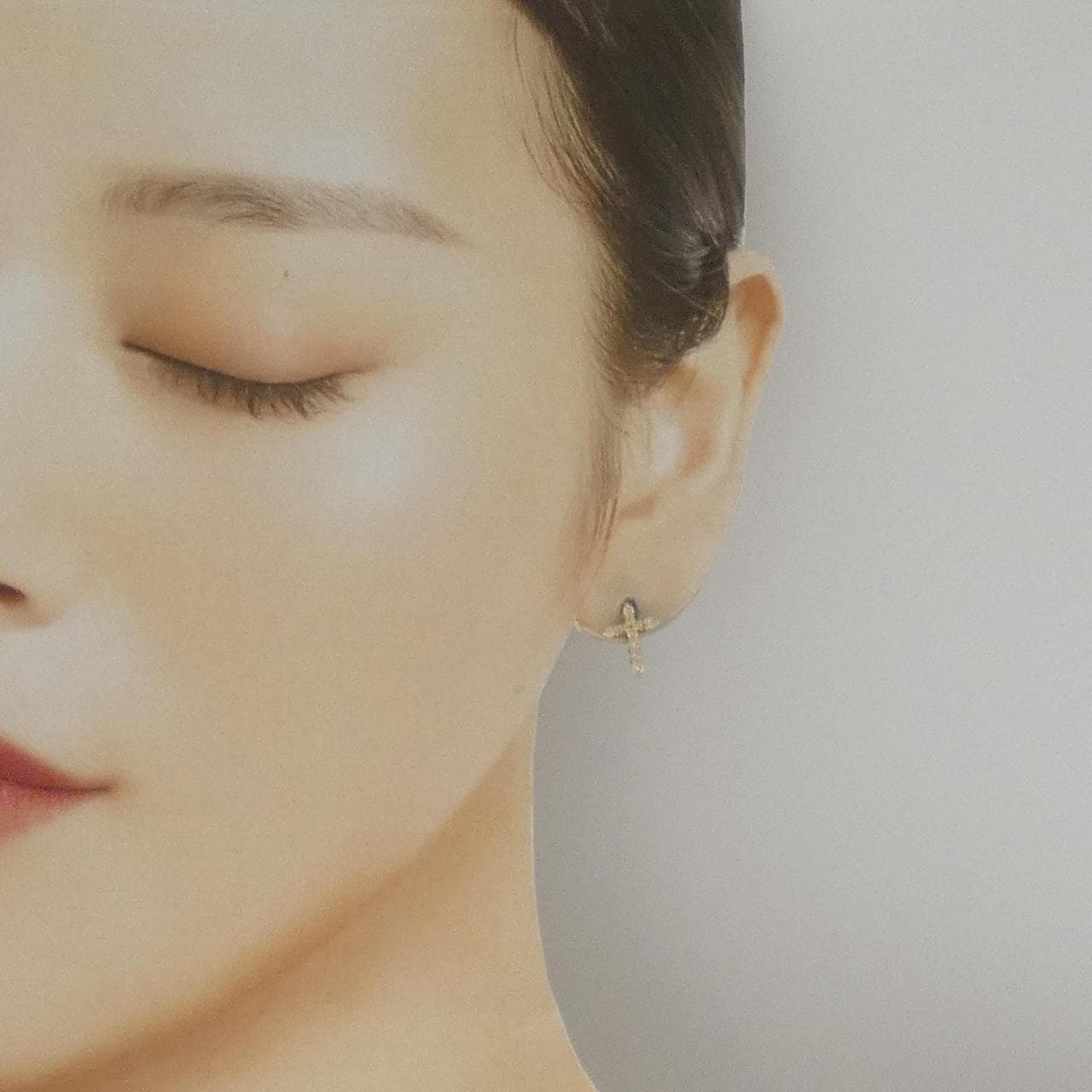 K18YG クロス ダイヤモンド ピアス 0.42CT