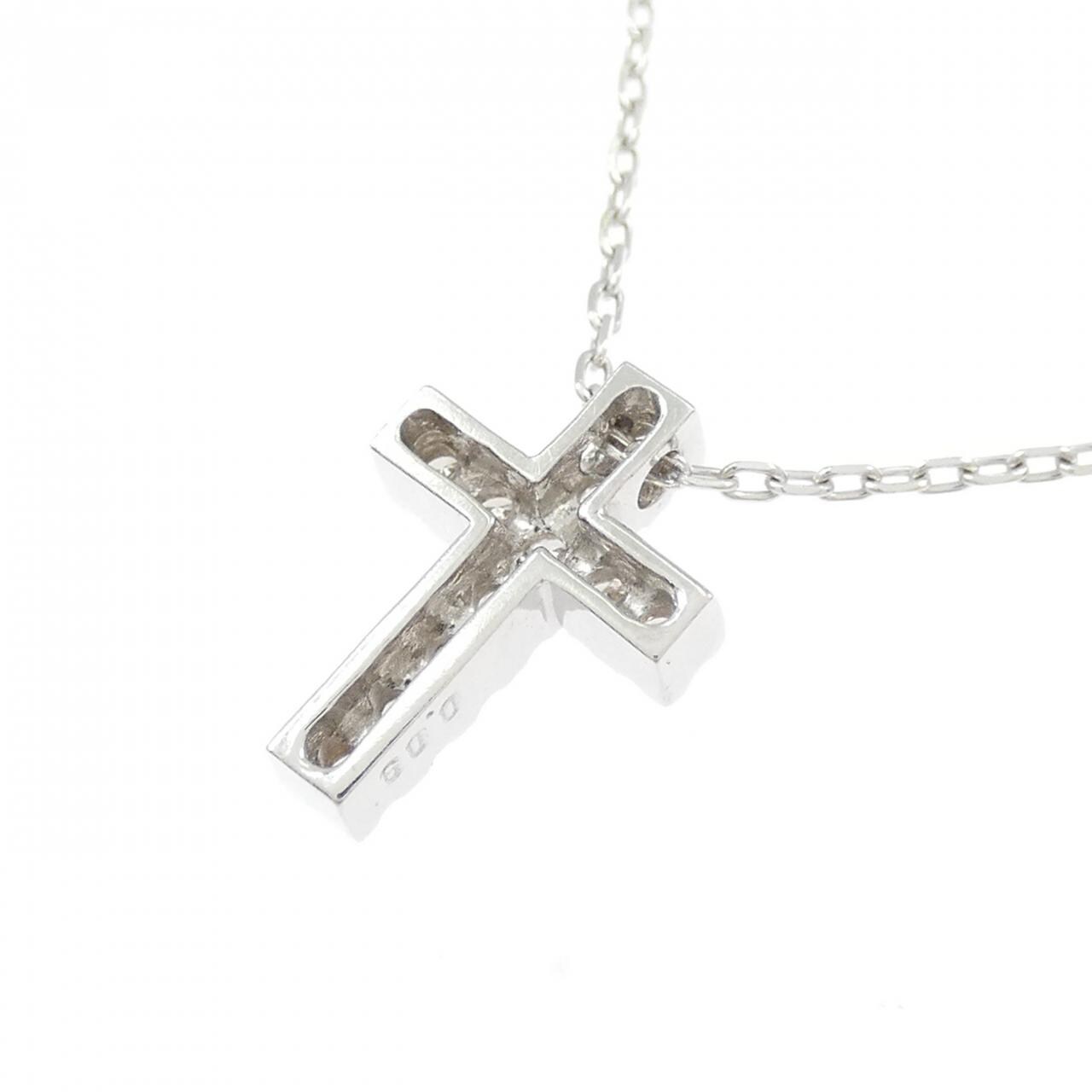 K18WG クロス ダイヤモンド ネックレス 0.09CT
