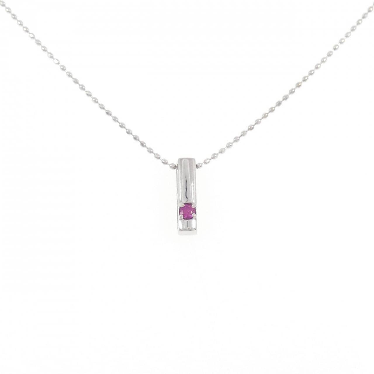 K18WG ルビー ネックレス 0.05CT