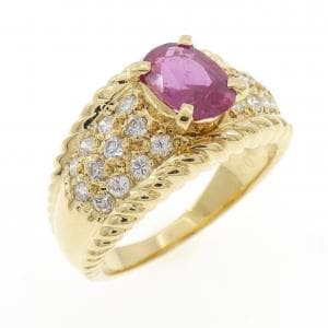 K18YG ルビー リング 0.88CT